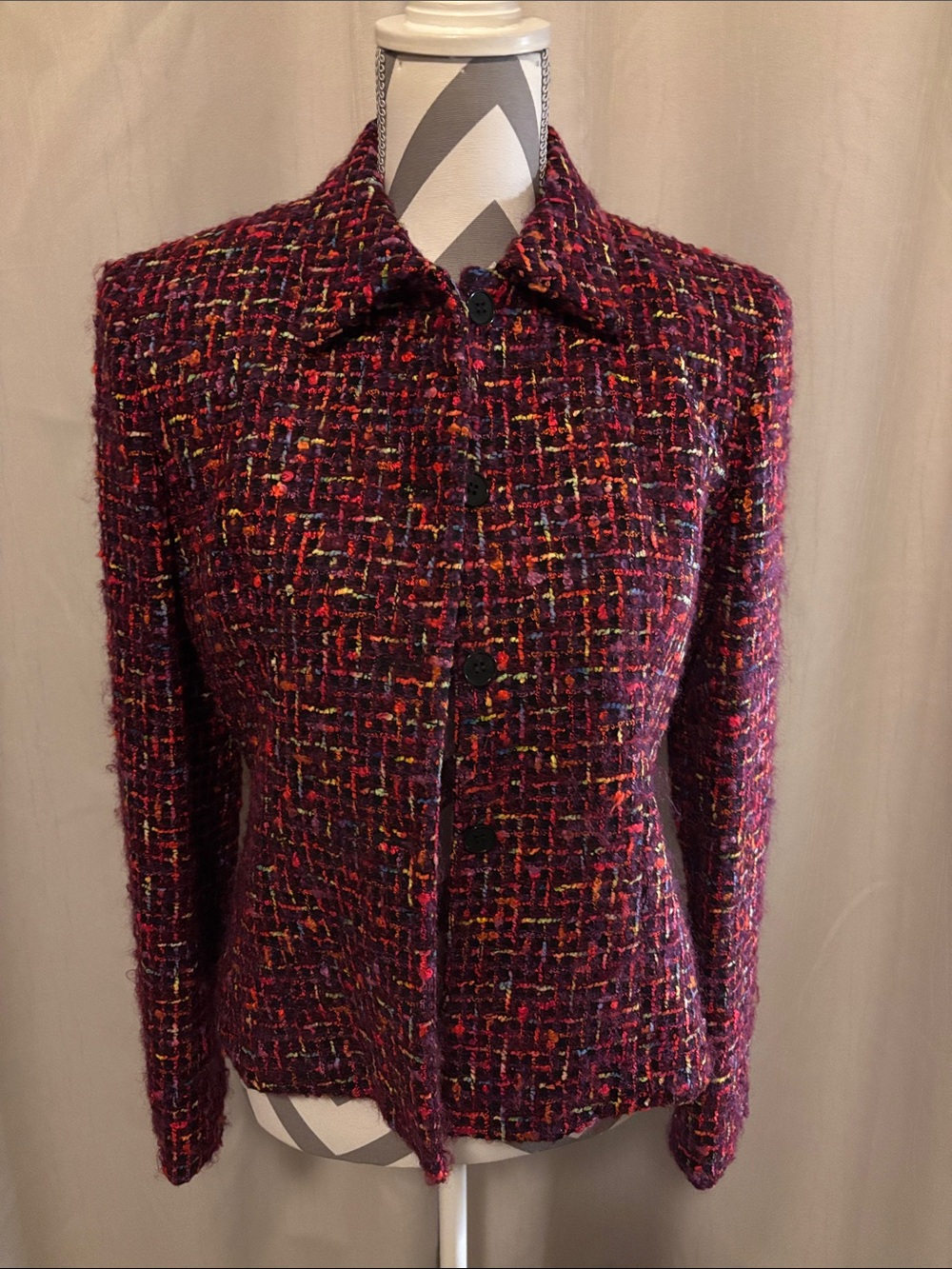 Jones New York Multicolor Tweed Blazer with Purple Base